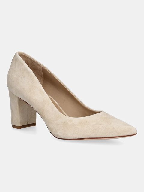 Lauren Ralph Lauren czółenka zamszowe Lanette Blkh kolor beżowy na słupku 802967743003 - zdjęcie produktu nr 1