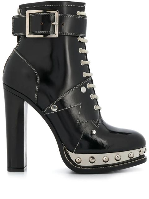 Alexander McQueen studded metallic platform sole ankle boots - Black - zdjęcie produktu nr 1