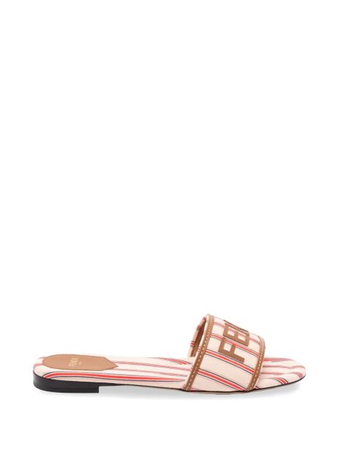 FENDI Sunshine striped logo-patch flat sandals - Multicolour - zdjęcie produktu nr 1