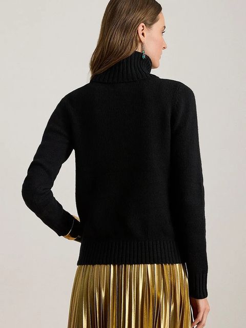 Lauren Ralph Lauren sweter z dodatkiem wełny damski kolor czarny z golfem 200979687