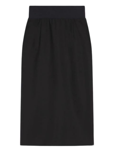 Sportmax elasticated-waistband slit midi skirt - Black