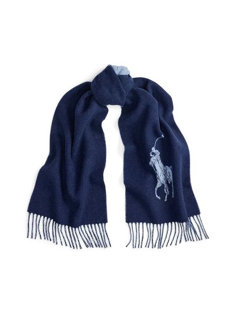 Polo Ralph Lauren szalik wełniany kolor granatowy gładki 455954331 - zdjęcie produktu nr 2