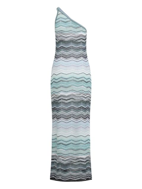 Missoni one-shoulder chevron-pattern maxi dress - Blue