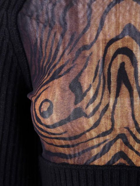 Jean Paul Gaultier wood-print wool top - Black - zdjęcie produktu nr 2
