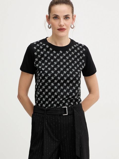 Guess t-shirt bawełniany damski kolor czarny W5BI21 I3Z14