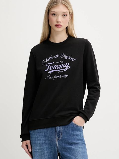 Tommy Jeans bluza bawełniana damska kolor czarny z nadrukiem DW0DW20942 - zdjęcie produktu nr 1