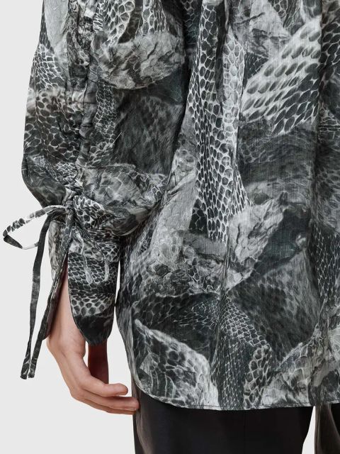 AllSaints koszula z domieszką jedwabiu LEYLA damska kolor szary relaxed z kołnierzykiem klasycznym W042PC