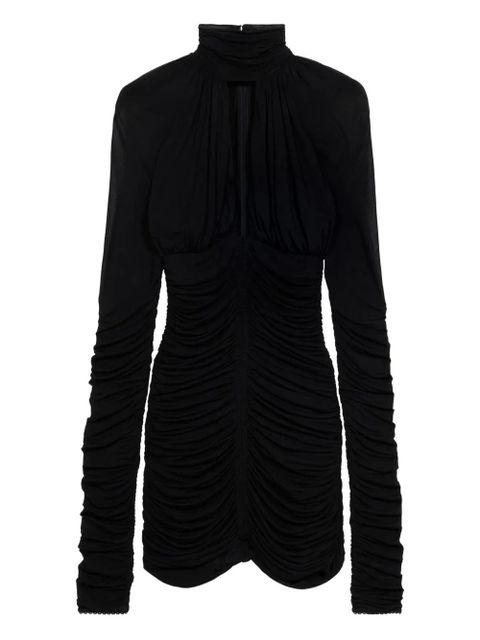 Blumarine ruched long-sleeve mini dress - Black - zdjęcie produktu nr 1