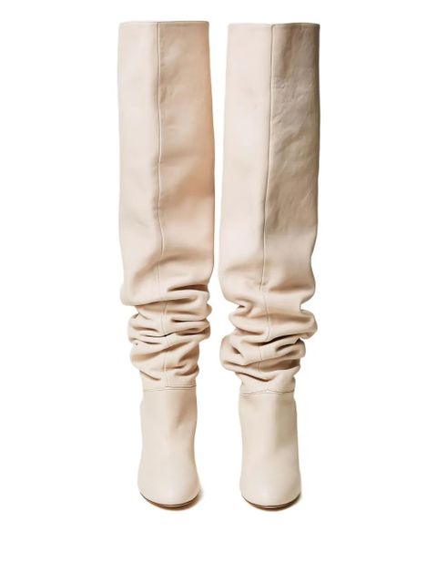 TWINSET 90mm nappa leather thigh-high boots - White