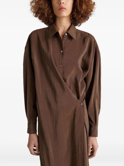 LEMAIRE twisted shirt midi day dress - Brown