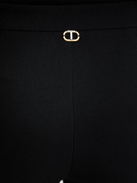Twinset spodnie damskie kolor czarny dzwony high waist 252TT2232