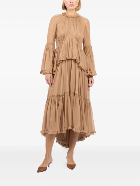 ZIMMERMANN Hypnotic asymmetric-hem midi dress - Neutrals - zdjęcie produktu nr 1