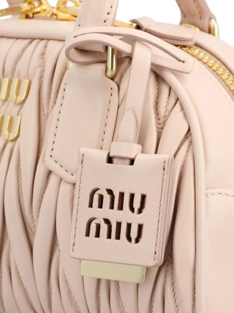 Miu Miu Arcadie quilted-texture leather tote bag - Pink
