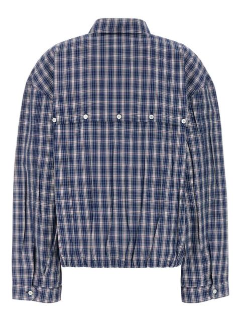 Miu Miu embroidered checked cotton overshirt - Blue - zdjęcie produktu nr 2