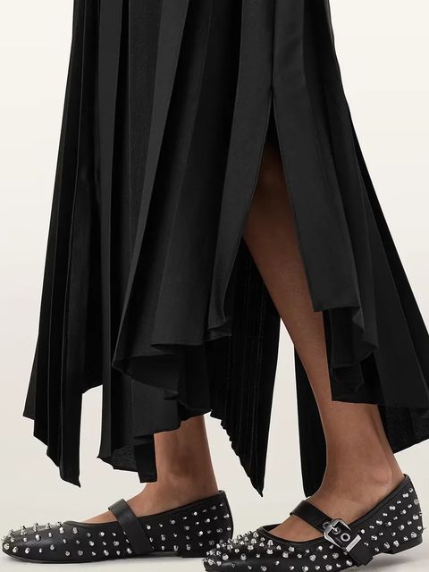 AllSaints baleriny skórzane Holly Stud Shoe kolor czarny W040FD