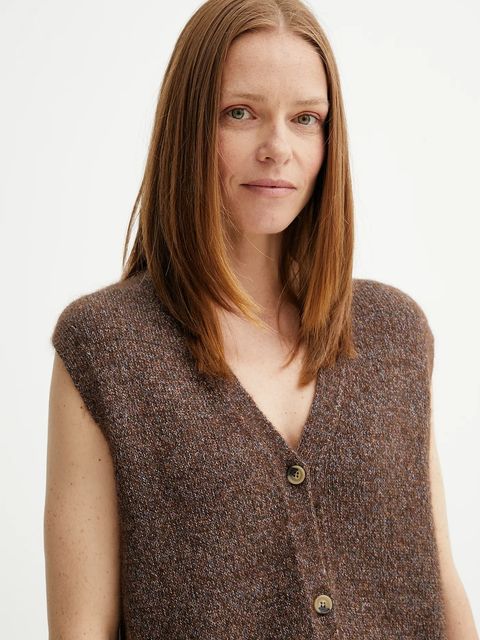 Marc O'Polo kamizelka z domieszką wełny damski kolor brązowy 5000006803