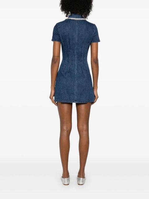 Self-Portrait collared denim mini dress - Blue
