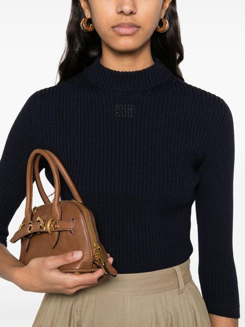 Miu Miu embroidered-logo sweater - Blue