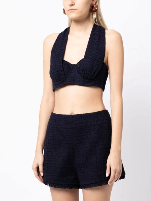 ZIMMERMANN tweed halterneck cropped top - Blue