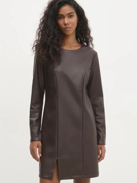 Answear.LAB sukienka kolor brązowy mini rozkloszowana