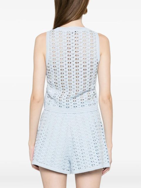 SANDRO buttoned crochet top - Blue
