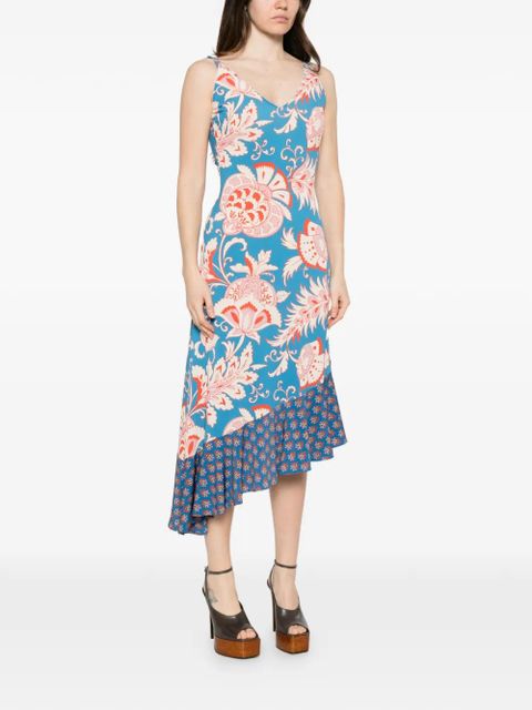 ETRO floral-print ruffled midi dress - Blue