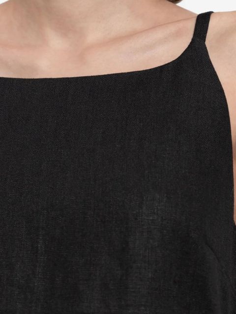 Posse square-neck linen mini day dress - Black