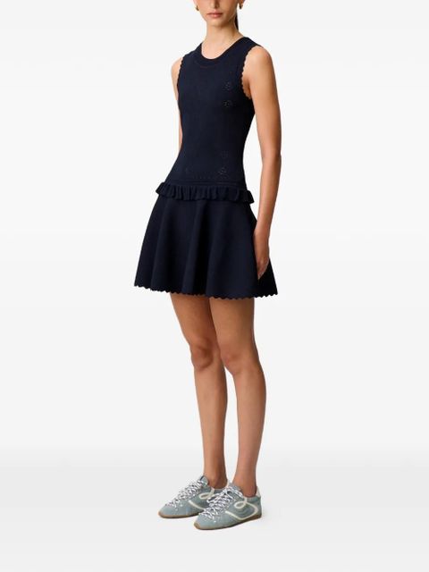 Claudie Pierlot scalloped ruffled knitted dress - Blue