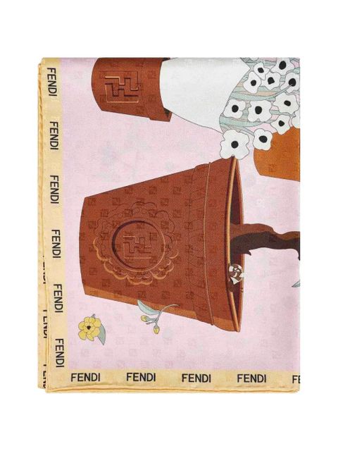 FENDI Gardening-print silk scarf - Pink - zdjęcie produktu nr 1