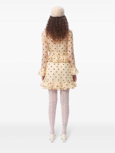 Valentino Garavani polka dot-print organza mini dress - Neutrals