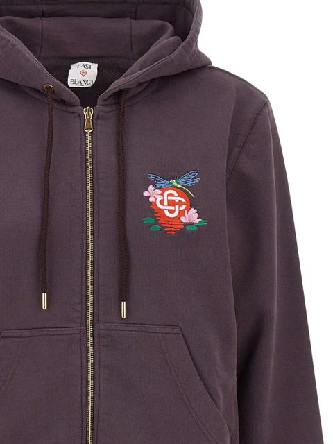 Casablanca embroidered-logo zip-up hoodie - Purple