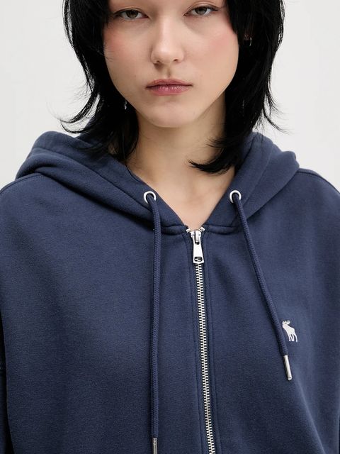 Abercrombie & Fitch bluza damska kolor niebieski z kapturem gładka KI152-5417-200