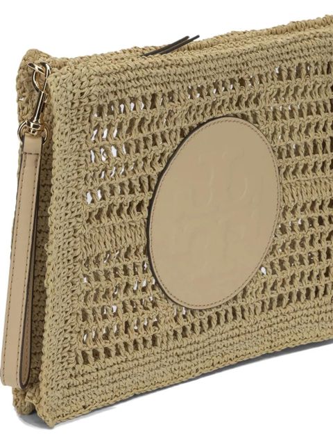 Tory Burch Ella logo-patch clutch bag - Neutrals