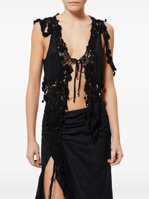ISABEL MARANT Vana crochet V-neck top - Black