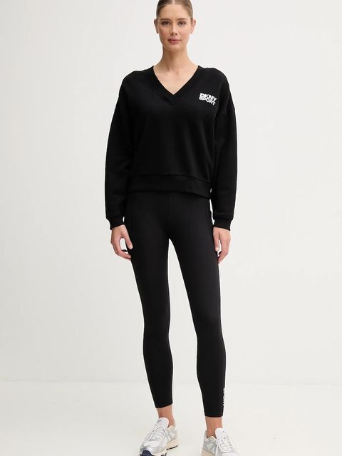 Dkny bluza bawełniana damska kolor czarny z aplikacją DP5T1279