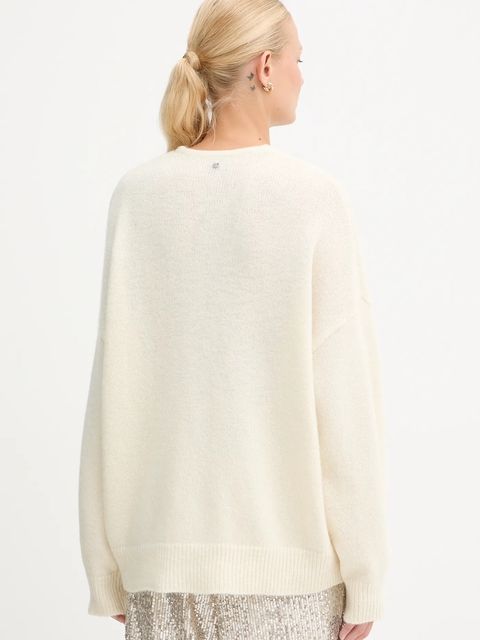 BOSS Orange sweter z dodatkiem wełny damski kolor biały 50550464 - zdjęcie produktu nr 2