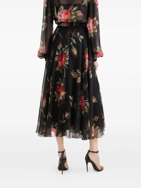 Dolce & Gabbana floral midi skirt - Black