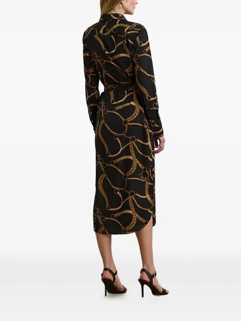 Lauren Ralph Lauren belting-print crepe shirt midi dress - Black - zdjęcie produktu nr 2