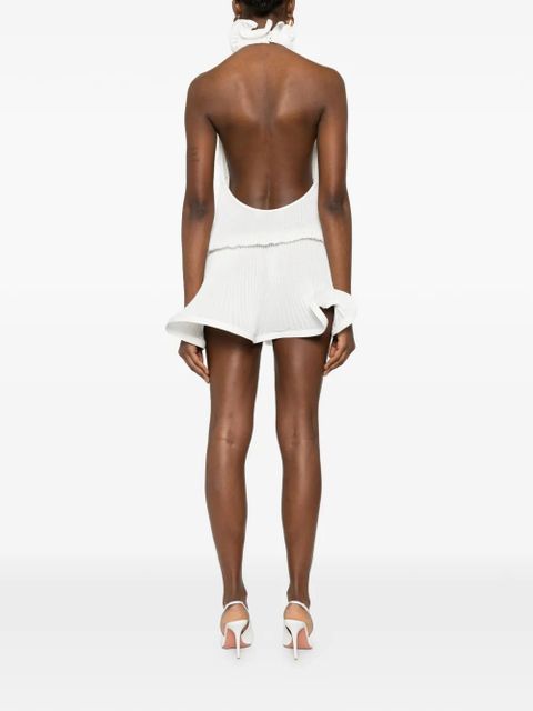 Rowen Rose ruffled-neck mini dress - White