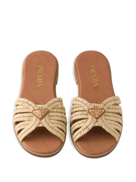 Prada crochet flat sandals - Neutrals