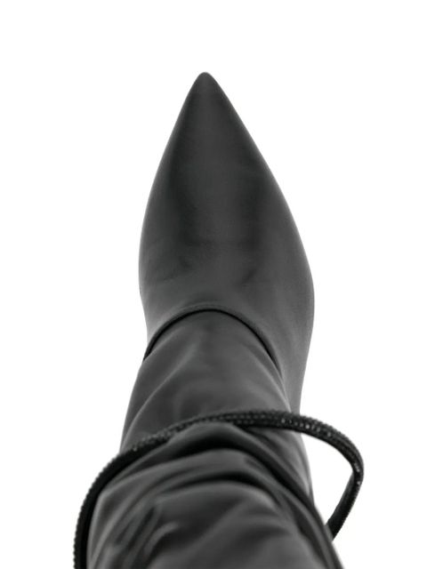 René Caovilla 80mm ruched leather boots - Black