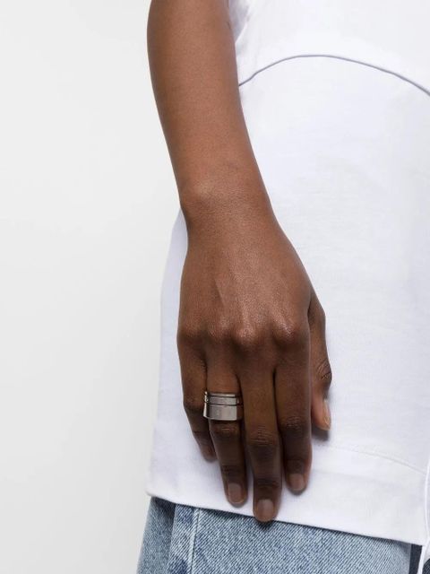 MM6 Maison Margiela engraved-logo stacking rings - Silver - zdjęcie produktu nr 2