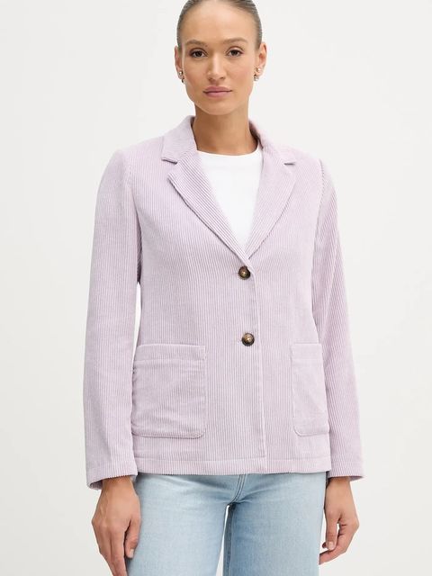 United Colors of Benetton marynarka sztruksowa kolor fioletowy jednorzędowa gładka 2Q5GDW03I - zdjęcie produktu nr 1