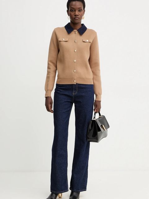 Morgan kardigan damski kolor beżowy lekki MJEANE