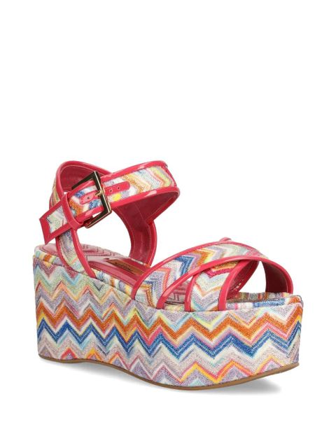 Missoni 85mm zigzag-patterned platform sandals - Red