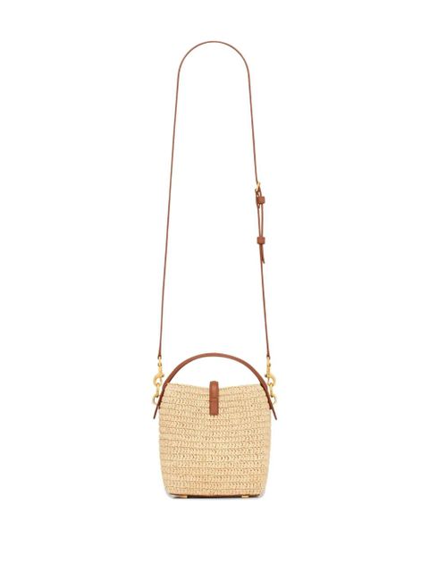 Saint Laurent mini LE 37 raffia bucket bag - Neutrals - zdjęcie produktu nr 2