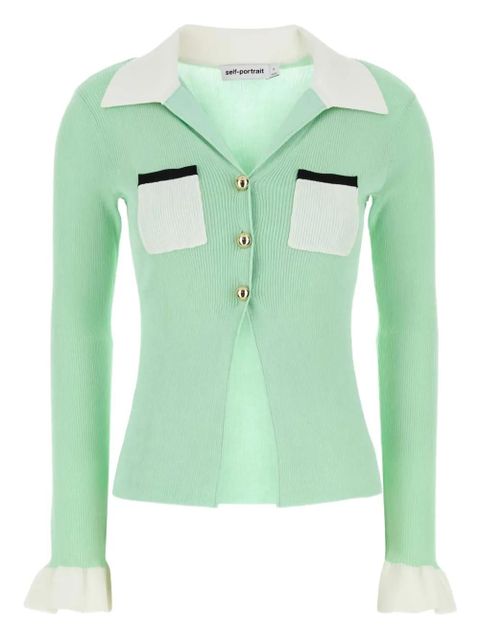 Self-Portrait ribbed cardigan - Green - zdjęcie produktu nr 1