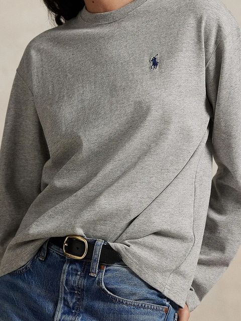 Polo Ralph Lauren longsleeve bawełniany kolor szary 211967105