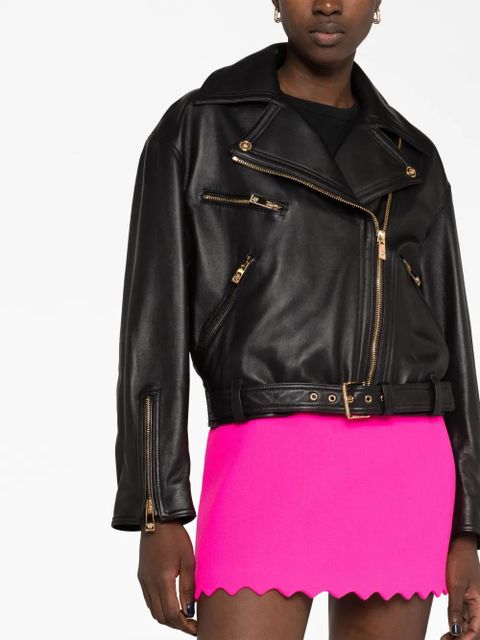 Versace leather biker jacket - Black