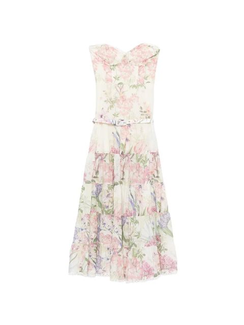 Charo Ruiz Ibiza Danny floral-print belted maxi dress - Neutrals - zdjęcie produktu nr 1